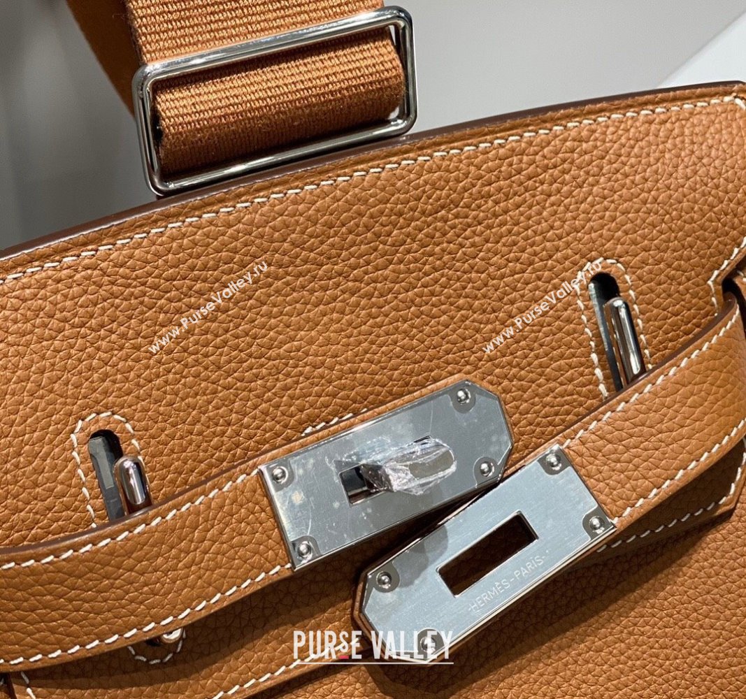 Hermes Birkin Hac a Dos Bag in Original Grained Calfskin Golden Brown 2024 (FLI-240828126)