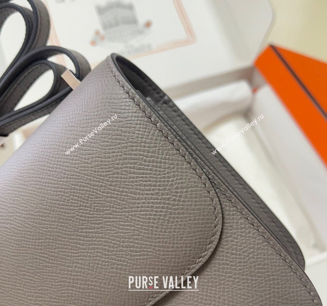 Hermes Constance Mini Bag 18cm in Epsom Palm-Grained Leather Etain Grey/Silver 2024 (Half Handmade) (FLI-240828065)