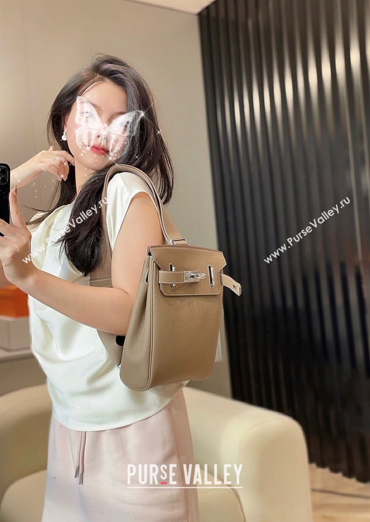 Hermes Birkin Hac a Dos Bag in Original Grained Calfskin Elephant Grey 2024 (FLI-240828127)