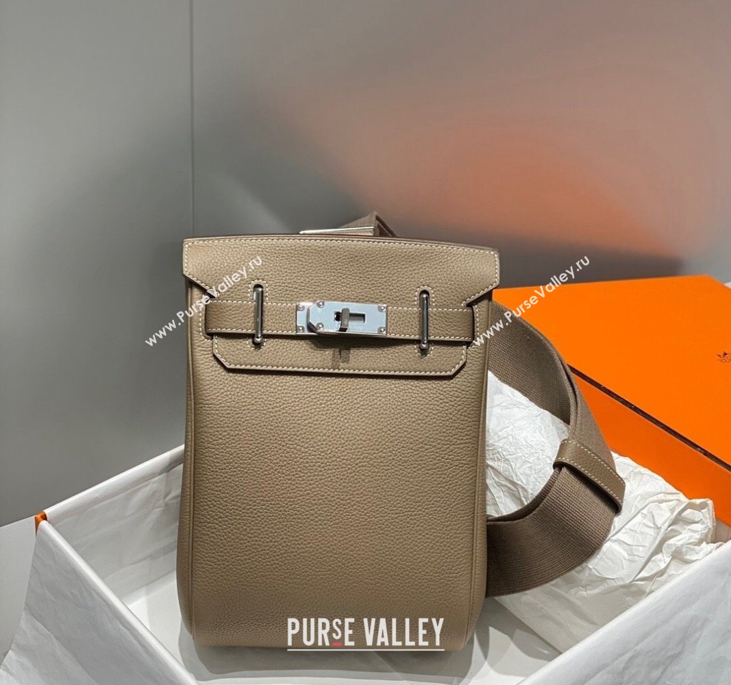 Hermes Birkin Hac a Dos Bag in Original Grained Calfskin Elephant Grey 2024 (FLI-240828127)