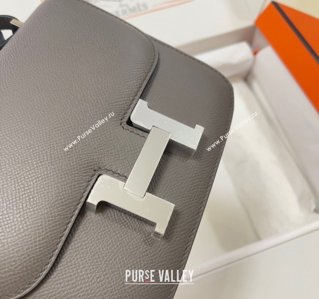 Hermes Constance Mini Bag 18cm in Epsom Palm-Grained Leather Etain Grey/Silver 2024 (Half Handmade) (FLI-240828065)