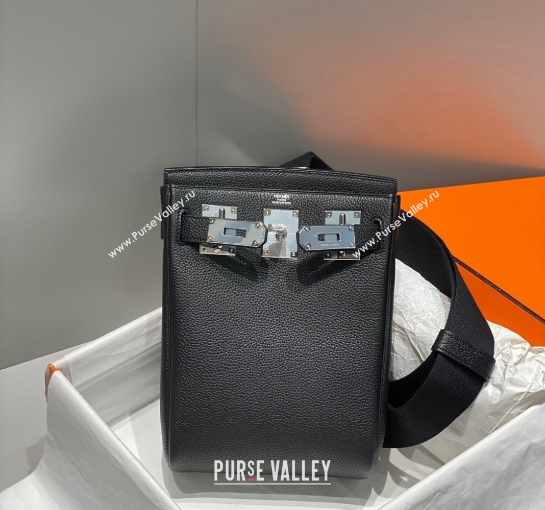 Hermes Birkin Hac a Dos Bag in Original Grained Calfskin Black/Silver 2024 (FLI-240828128)