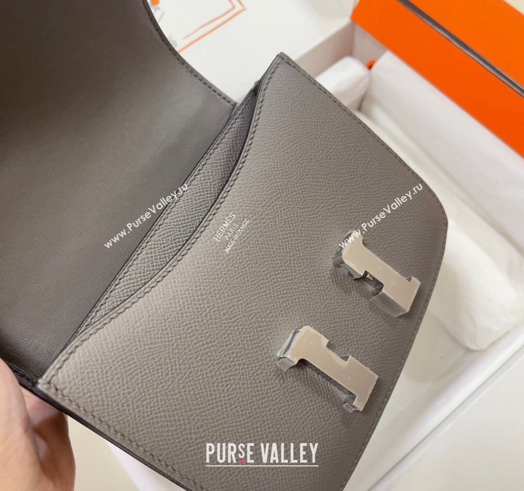 Hermes Constance Mini Bag 18cm in Epsom Palm-Grained Leather Etain Grey/Silver 2024 (Half Handmade) (FLI-240828065)