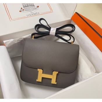 Hermes Constance Mini Bag 18cm in Epsom Palm-Grained Leather Etain Grey/Gold 2024 (Half Handmade) (FLI-240828066)