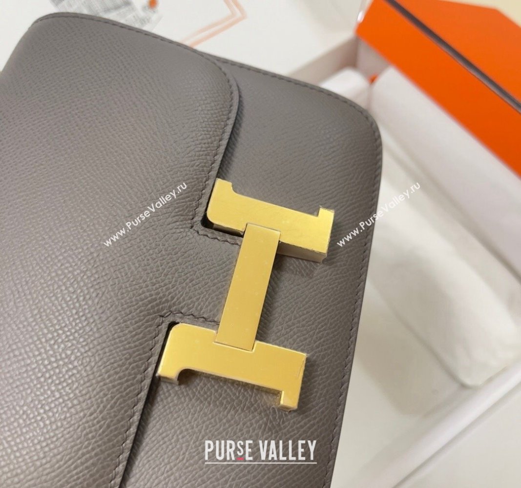 Hermes Constance Mini Bag 18cm in Epsom Palm-Grained Leather Etain Grey/Gold 2024 (Half Handmade) (FLI-240828066)