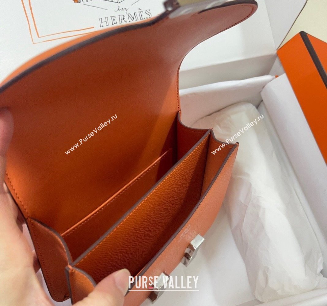 Hermes Constance Mini Bag 18cm in Epsom Palm-Grained Leather Orange/Silver 2024 (Half Handmade) (FLI-240828067)