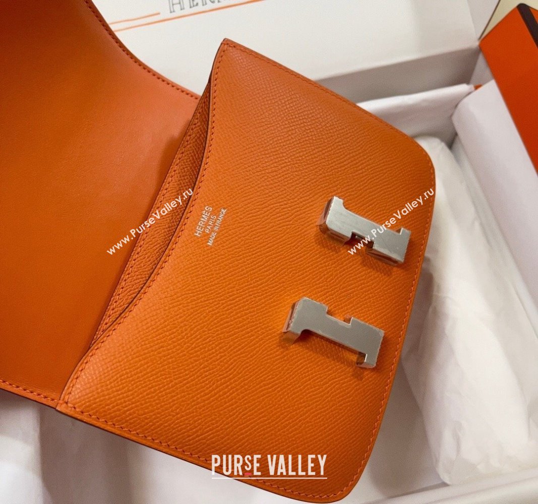 Hermes Constance Mini Bag 18cm in Epsom Palm-Grained Leather Orange/Silver 2024 (Half Handmade) (FLI-240828067)