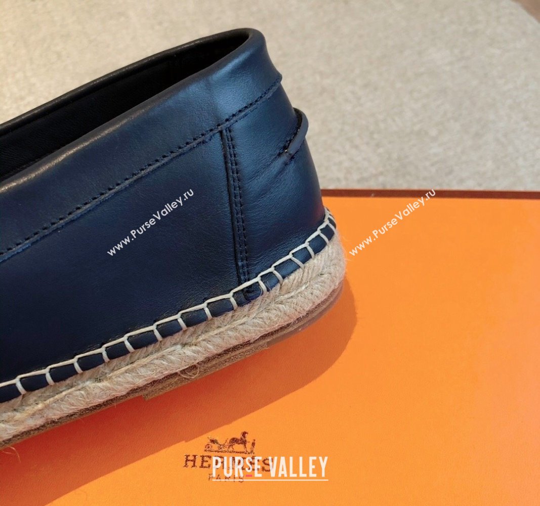 Hermes Trip Espadrilles Flat in Calfskin Dark Blue 2024 (XC-240907051)