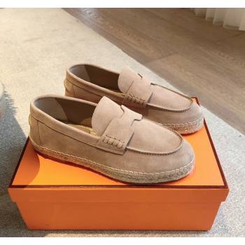 Hermes Trip Espadrilles Flat in Suede Rose Beige 2024 (XC-240907054)