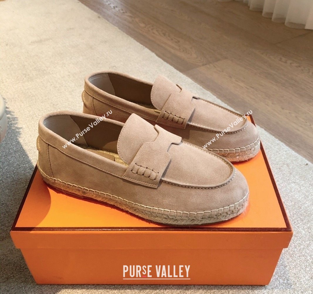 Hermes Trip Espadrilles Flat in Suede Rose Beige 2024 (XC-240907054)