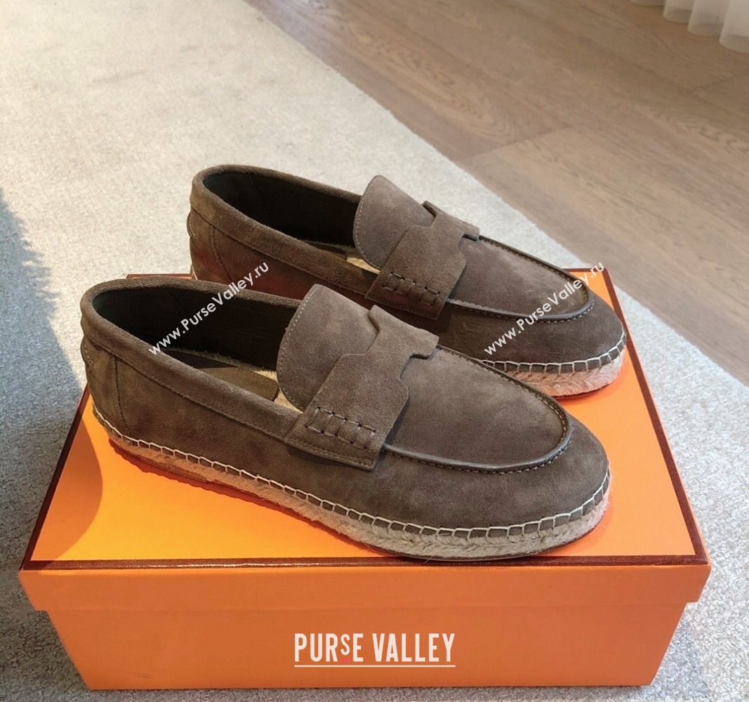 Hermes Trip Espadrilles Flat in Suede Dark Grey 2024 (XC-240907055)