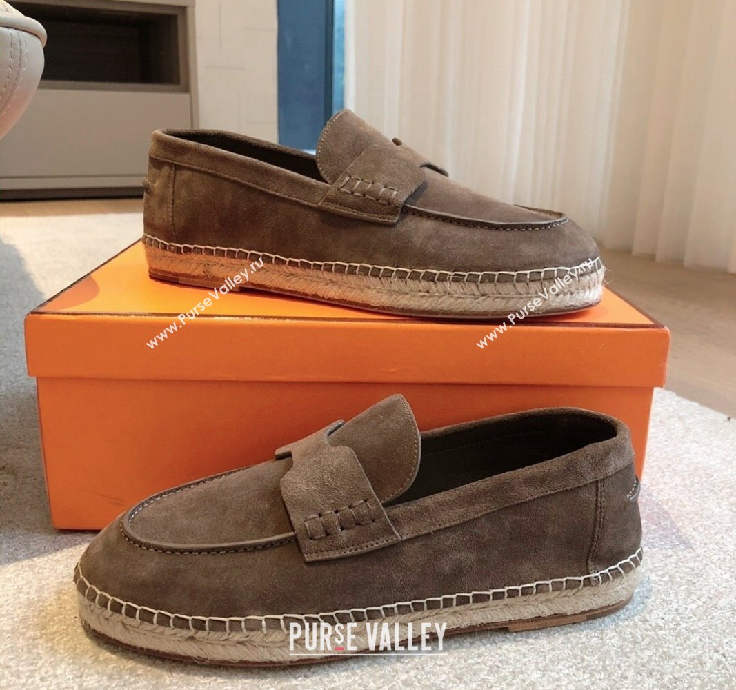 Hermes Trip Espadrilles Flat in Suede Dark Grey 2024 (XC-240907055)