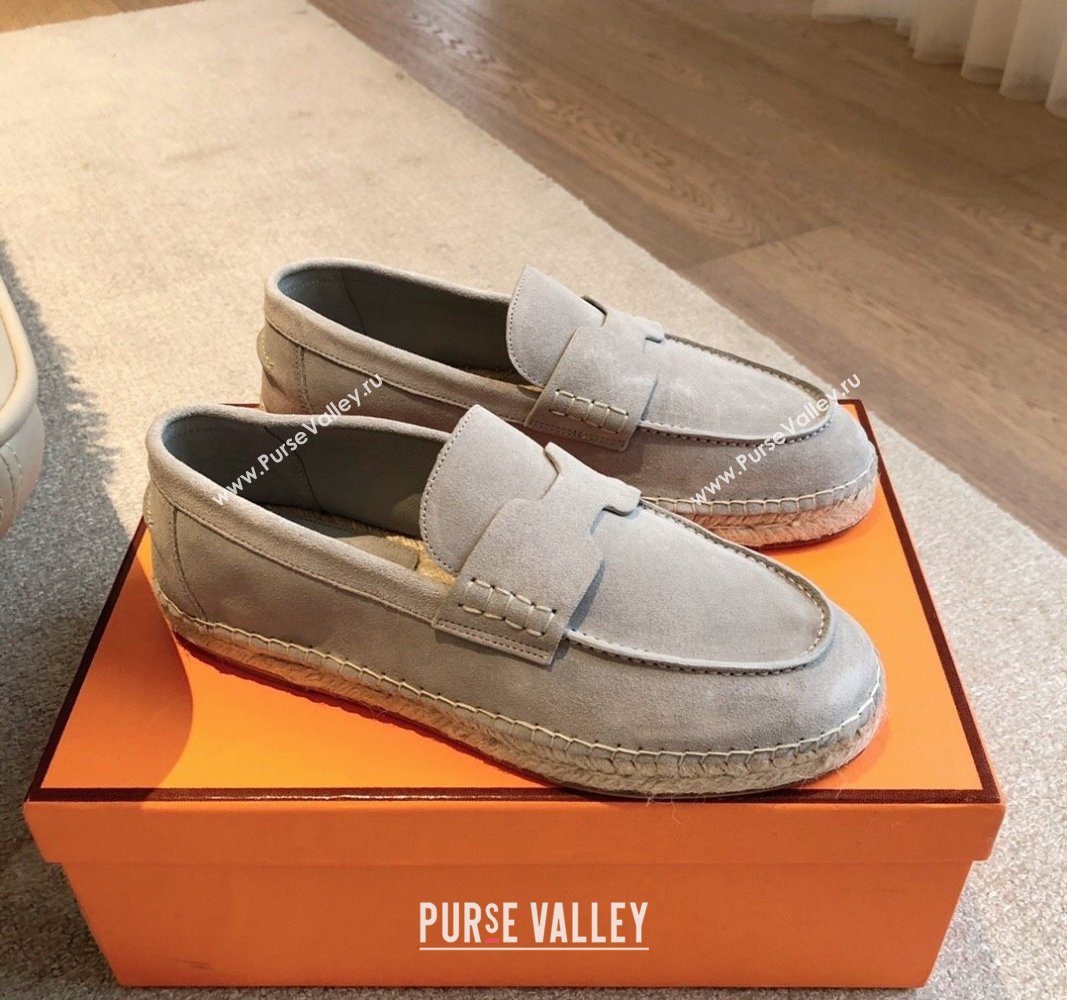 Hermes Trip Espadrilles Flat in Suede Light Grey 2024 (XC-240907056)