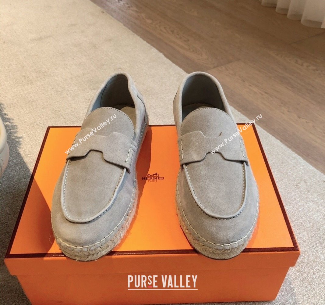 Hermes Trip Espadrilles Flat in Suede Light Grey 2024 (XC-240907056)