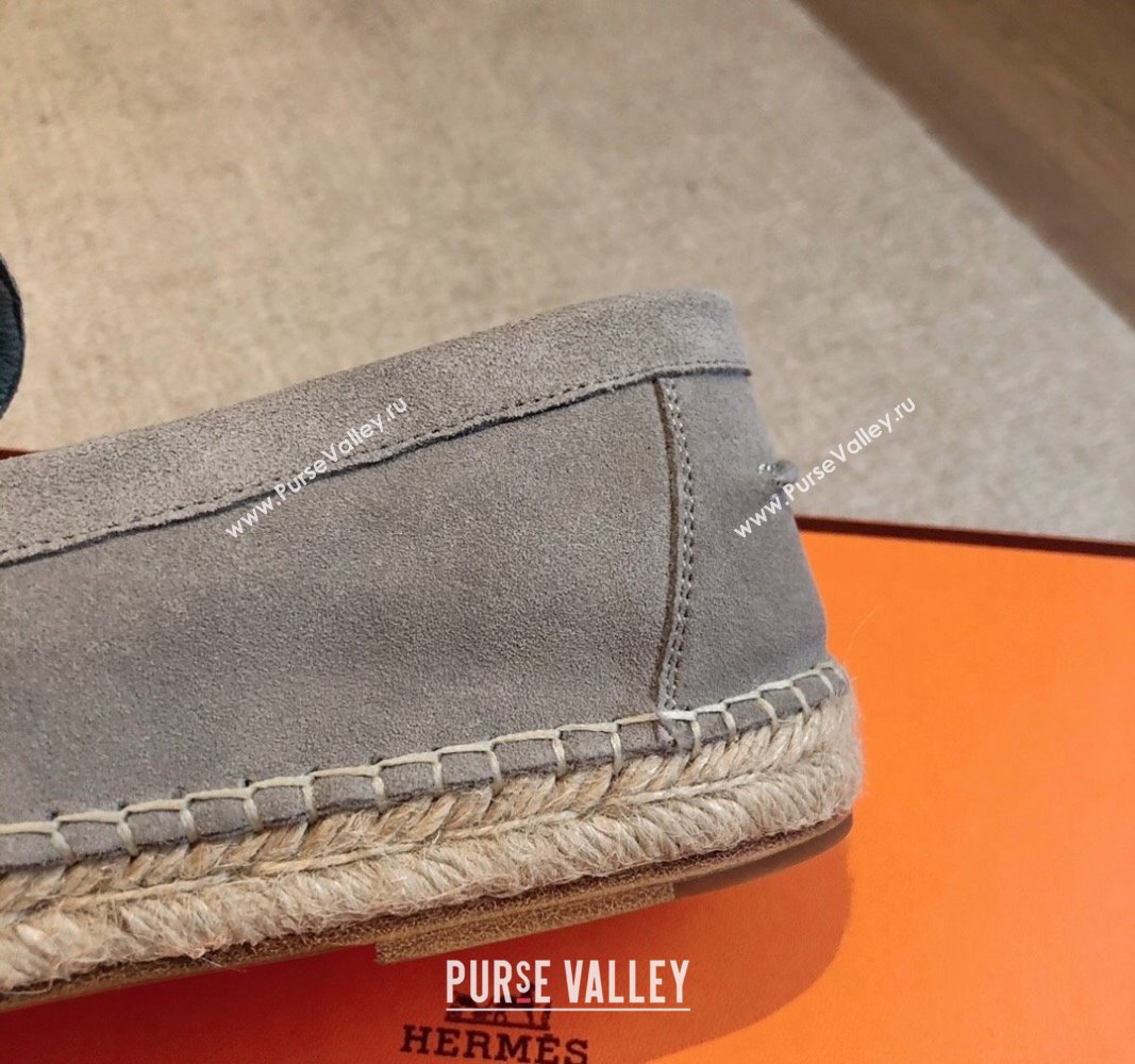 Hermes Trip Espadrilles Flat in Suede Light Grey 2024 (XC-240907056)