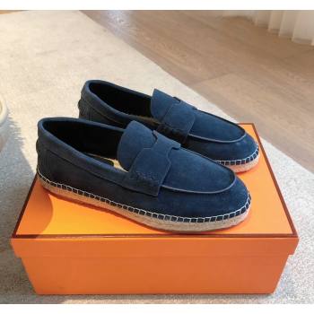 Hermes Trip Espadrilles Flat in Suede Dark Blue 2024 (XC-240907057)