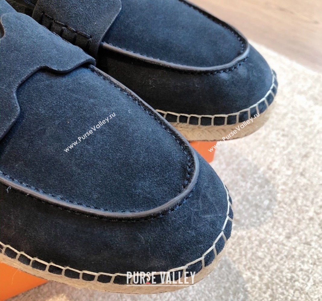 Hermes Trip Espadrilles Flat in Suede Dark Blue 2024 (XC-240907057)