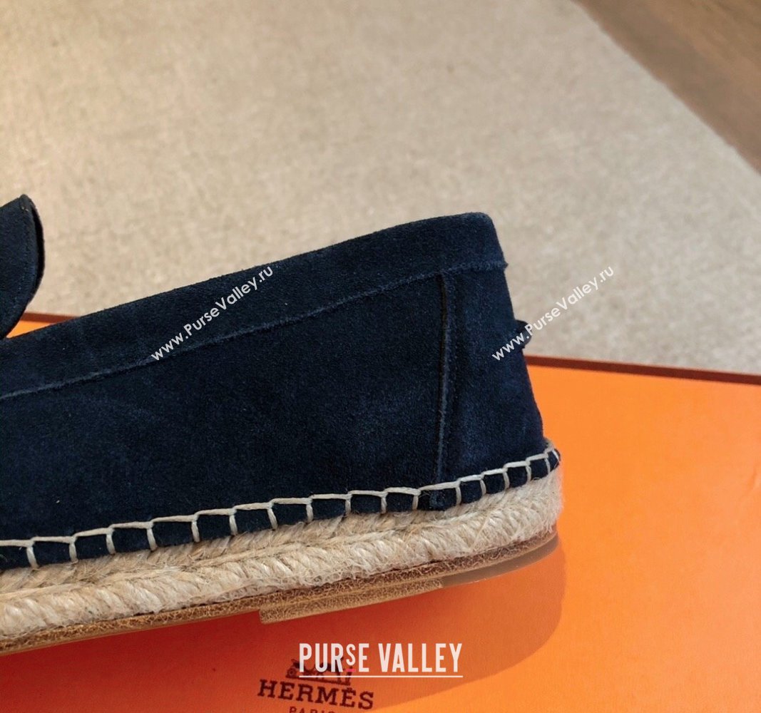 Hermes Trip Espadrilles Flat in Suede Dark Blue 2024 (XC-240907057)