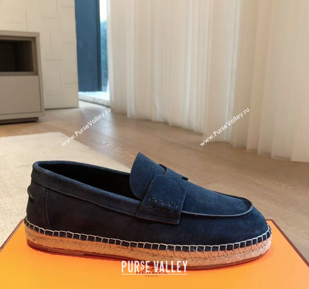 Hermes Trip Espadrilles Flat in Suede Dark Blue 2024 (XC-240907057)