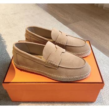 Hermes Trip Espadrilles Flat in Suede Dark Beige 2024 (XC-240907058)