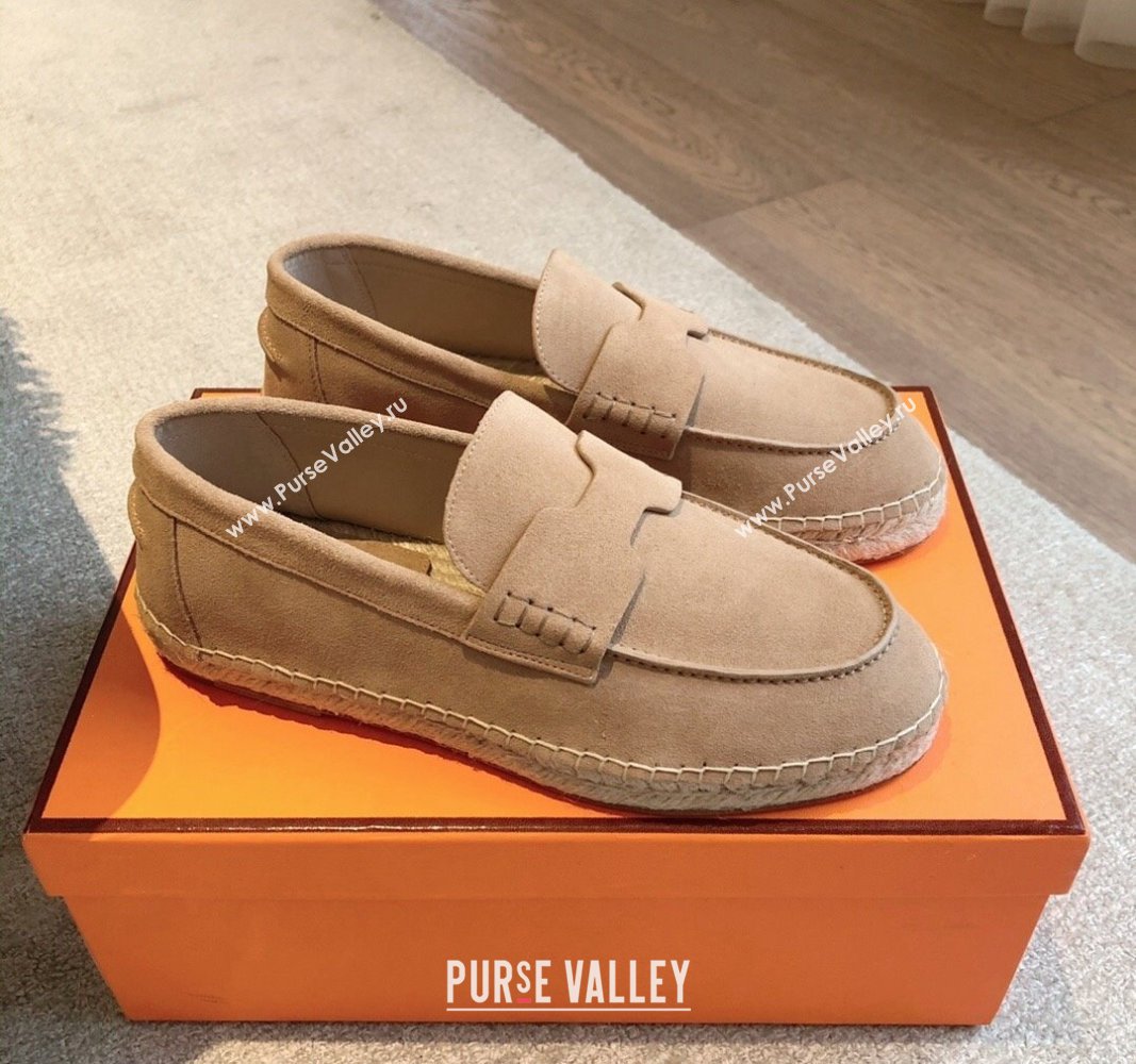 Hermes Trip Espadrilles Flat in Suede Dark Beige 2024 (XC-240907058)