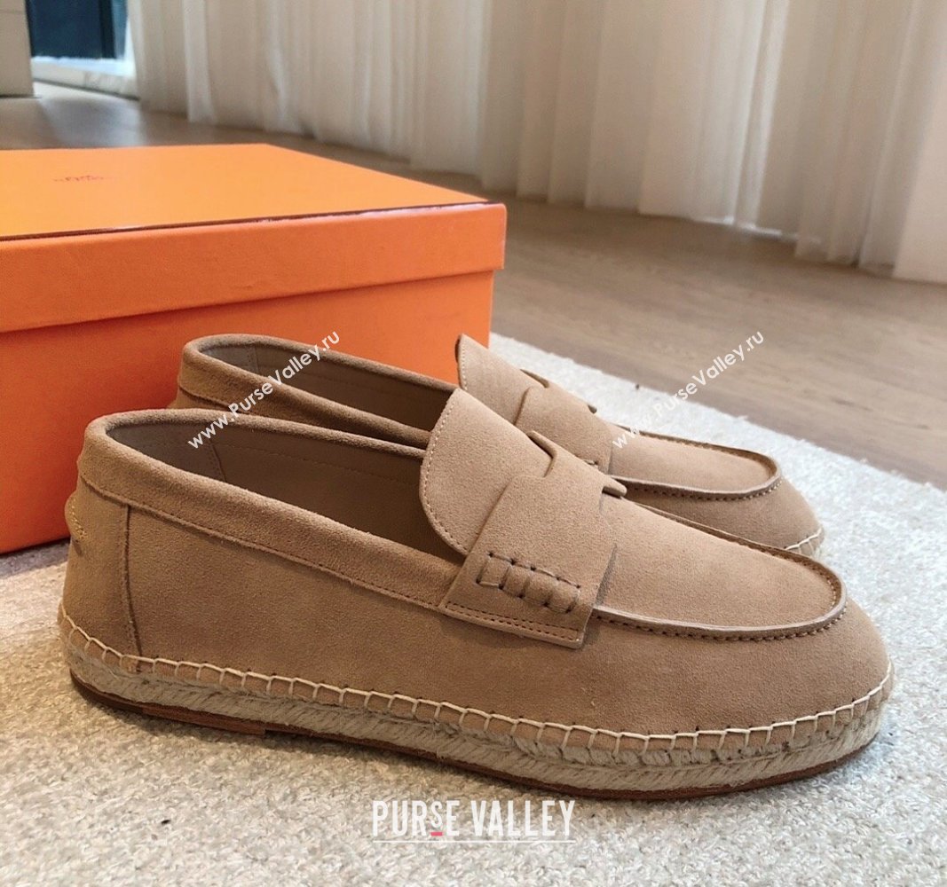 Hermes Trip Espadrilles Flat in Suede Dark Beige 2024 (XC-240907058)