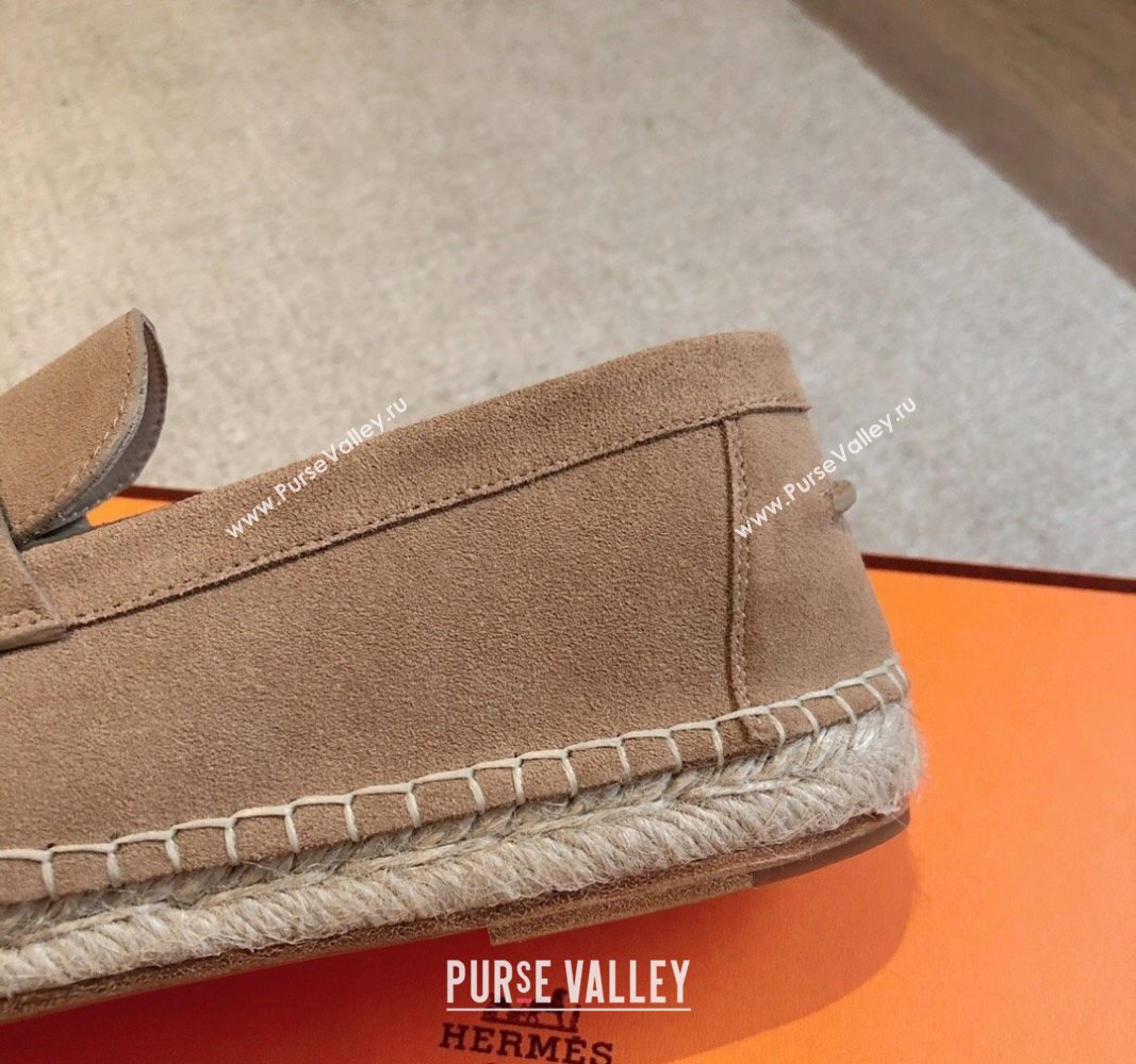 Hermes Trip Espadrilles Flat in Suede Dark Beige 2024 (XC-240907058)