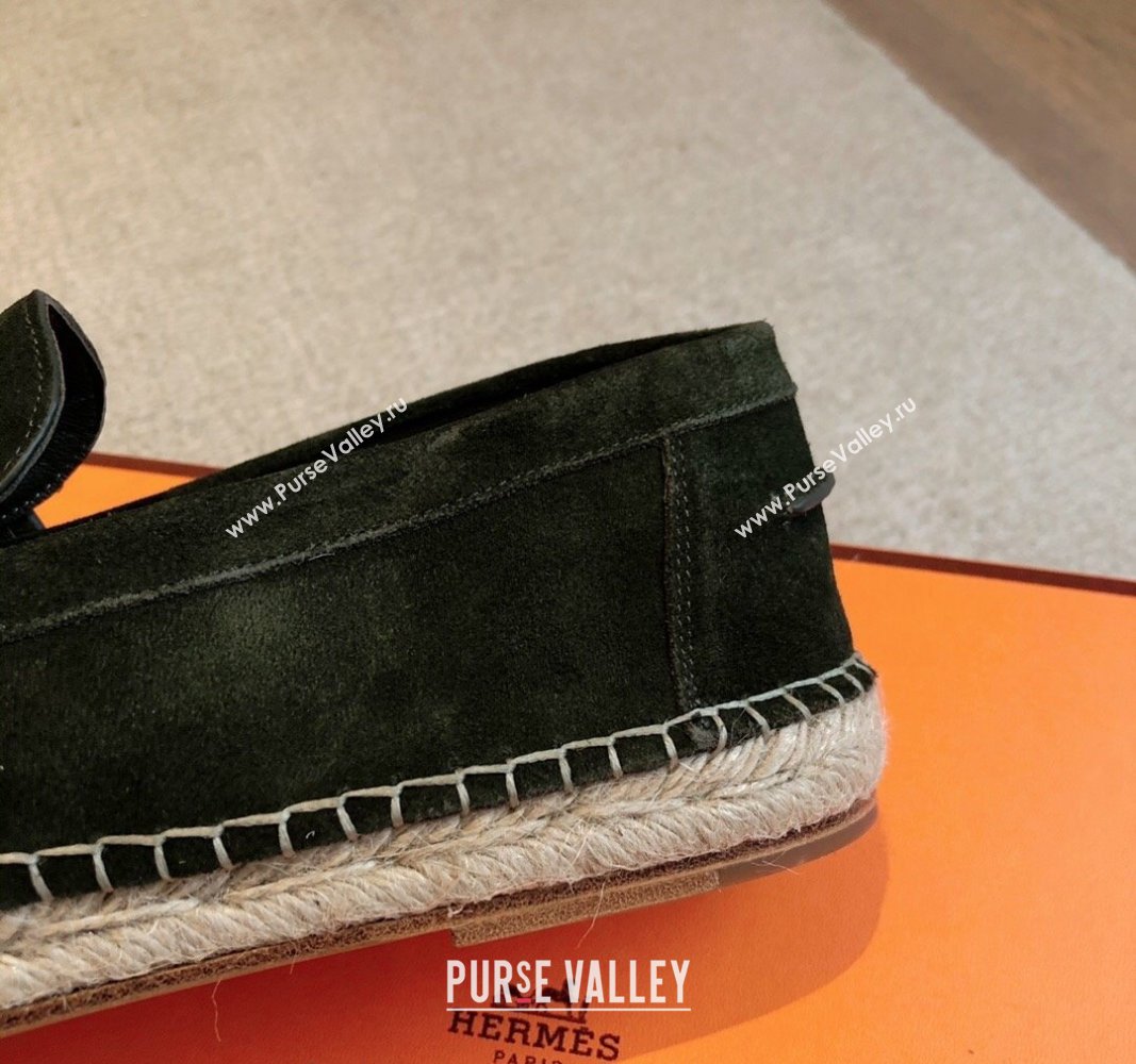 Hermes Trip Espadrilles Flat in Suede Dark Green 2024 (XC-240907059)