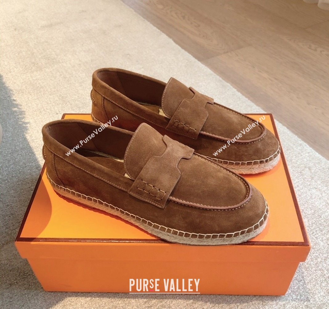 Hermes Trip Espadrilles Flat in Suede Brown 2024 (XC-240907062)