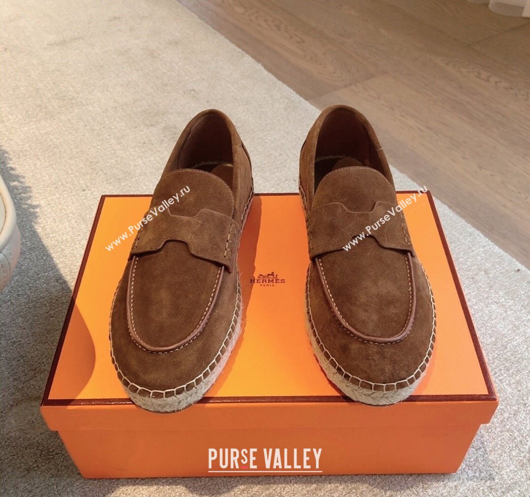 Hermes Trip Espadrilles Flat in Suede Brown 2024 (XC-240907062)