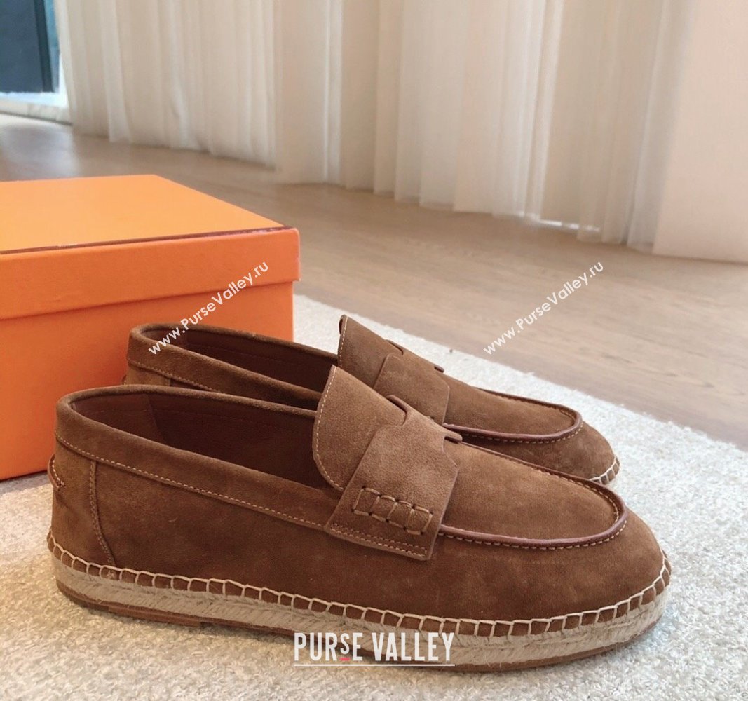 Hermes Trip Espadrilles Flat in Suede Brown 2024 (XC-240907062)