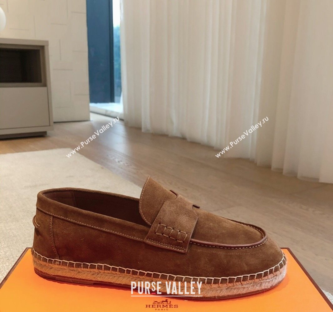 Hermes Trip Espadrilles Flat in Suede Brown 2024 (XC-240907062)