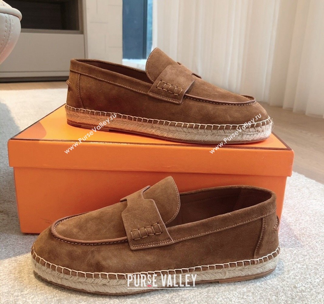 Hermes Trip Espadrilles Flat in Suede Brown 2024 (XC-240907062)