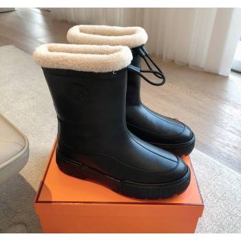 Hermes Ankle Boots in Black Calfskin Leather with Wool Lining 2024 0907 (XC-240907029)