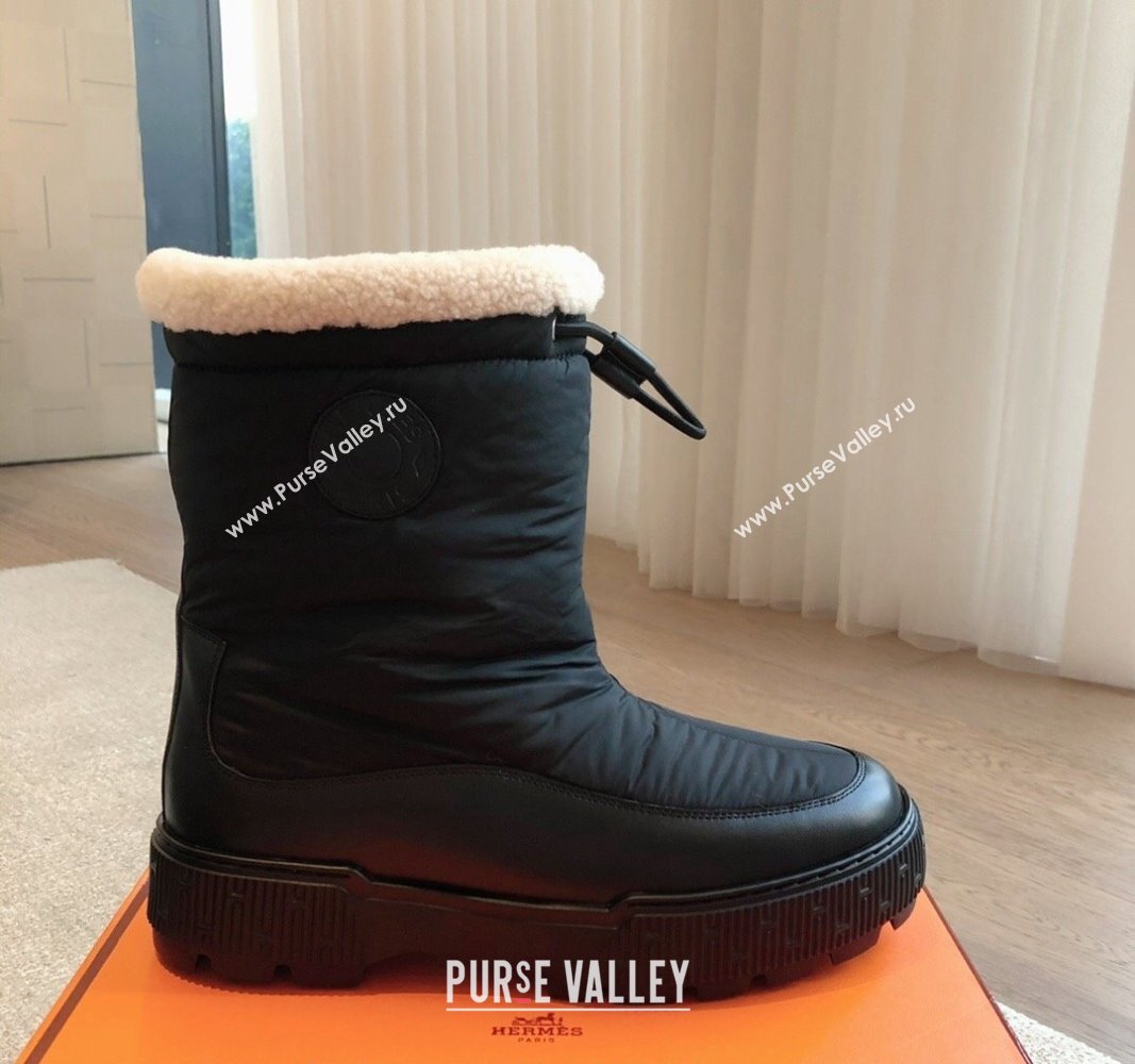 Hermes Ankle Boots in Black Fabric and Calfskin with Wool Lining 2024 0907 (XC-240907030)