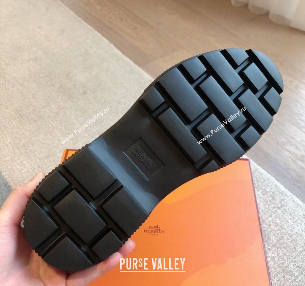 Hermes Ankle Boots in Suede and Calfskin with Wool Lining Black 2024 0907 (XC-240907033)