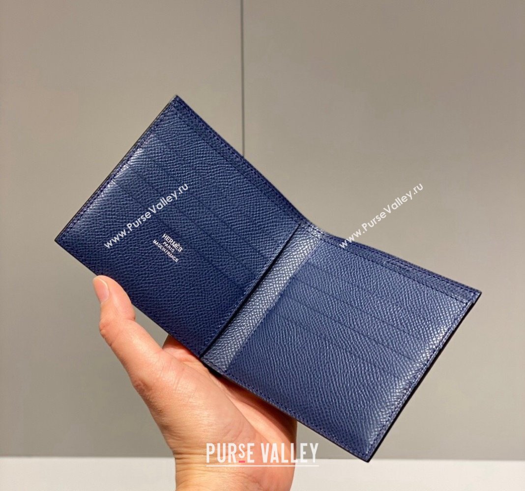 Hermes Epsom Leather Bifold Wallet Midnight Blue 2024 H092403 (FLB-240924081)