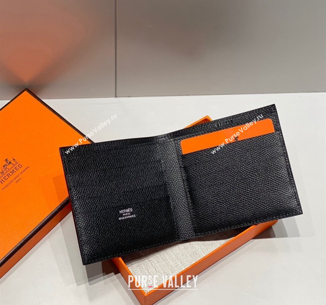 Hermes Epsom Leather Bifold Wallet Black 2024 H092403 (FLB-240924084)