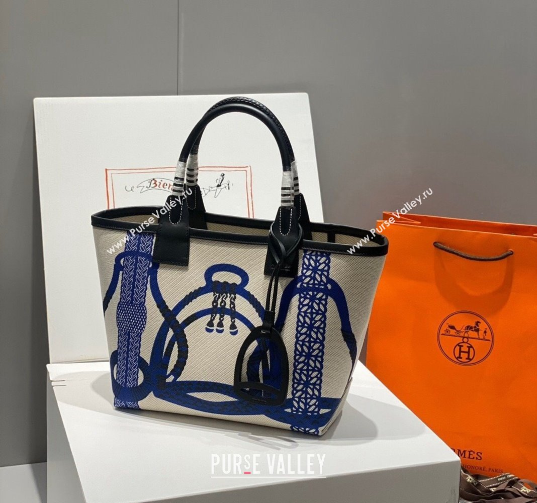 Hermes Steeple Tote Bag 28cm in Printed Canvas and Calfskin Black 04 2024 (Half Handmade) (FLB-240925023)