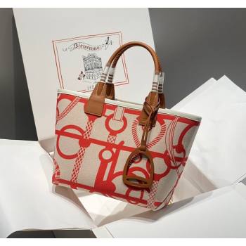 Hermes Steeple Tote Bag 28cm in Printed Canvas and Calfskin Brown 05 2024 (Half Handmade) (FLB-240925024)