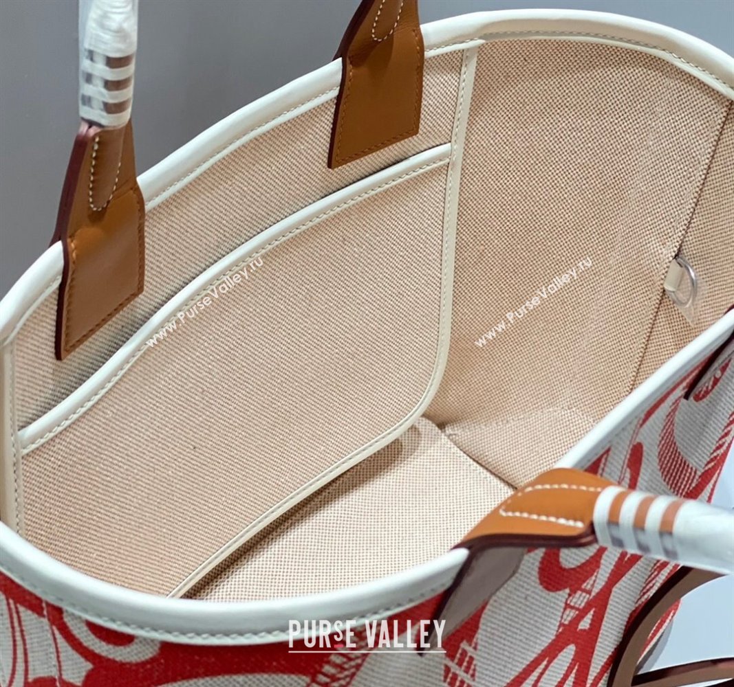 Hermes Steeple Tote Bag 28cm in Printed Canvas and Calfskin Brown 05 2024 (Half Handmade) (FLB-240925024)