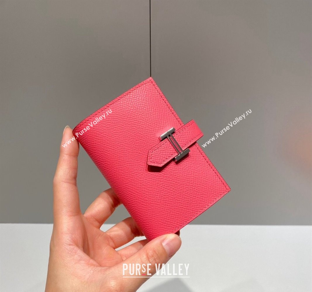 Hermes Bearn Epsom Leather Mini Wallet Lipstick Pink 2024 H092405 (FLB-240924095)