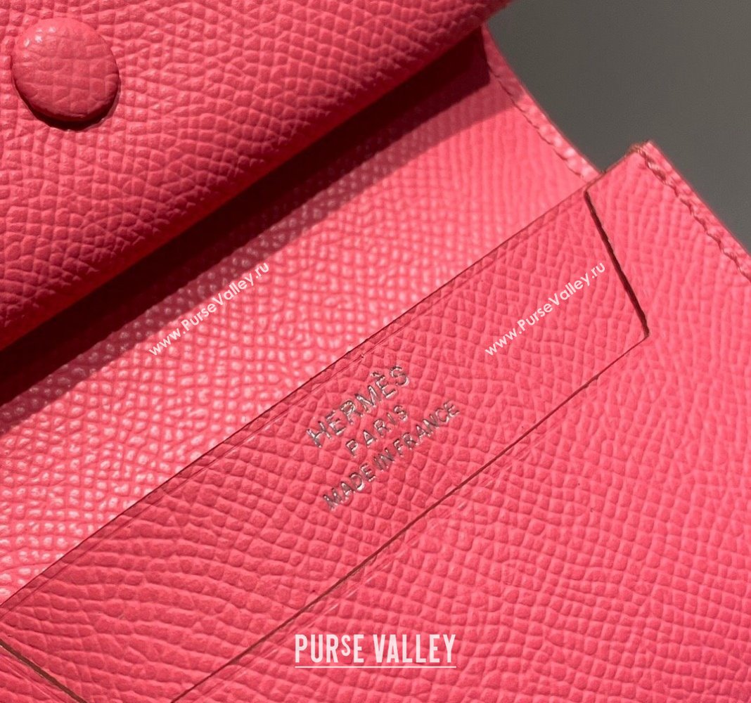 Hermes Bearn Epsom Leather Mini Wallet Lipstick Pink 2024 H092405 (FLB-240924095)