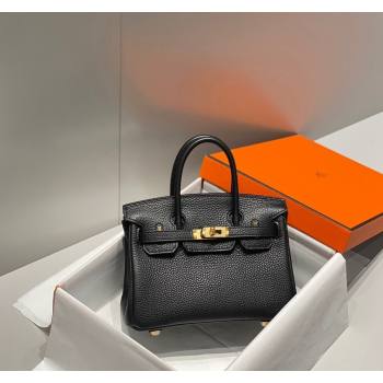 Hermes Mini Birkin 20cm bag with Shoulder Strap in Togo Leather Black/Gold 2024 (FLB-240925028)