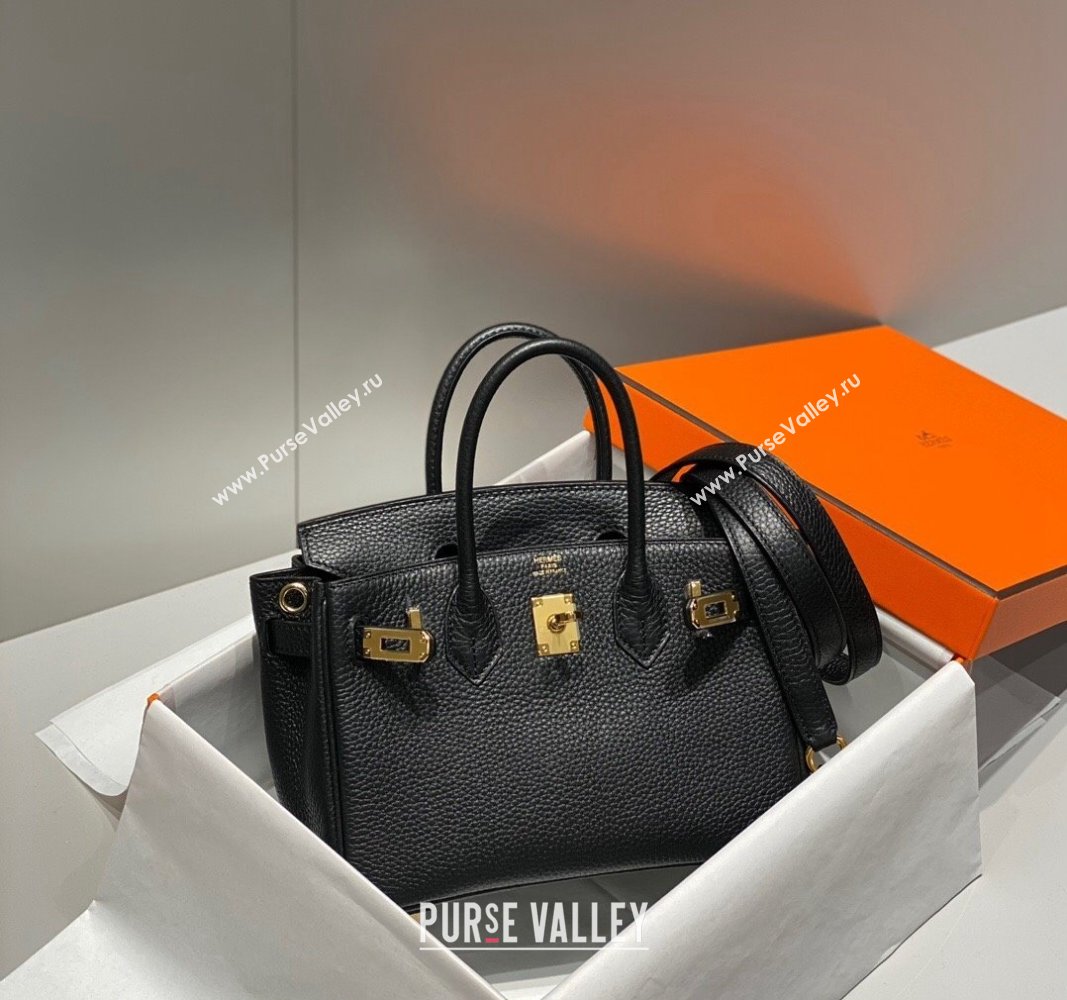 Hermes Mini Birkin 20cm bag with Shoulder Strap in Togo Leather Black/Gold 2024 (FLB-240925028)