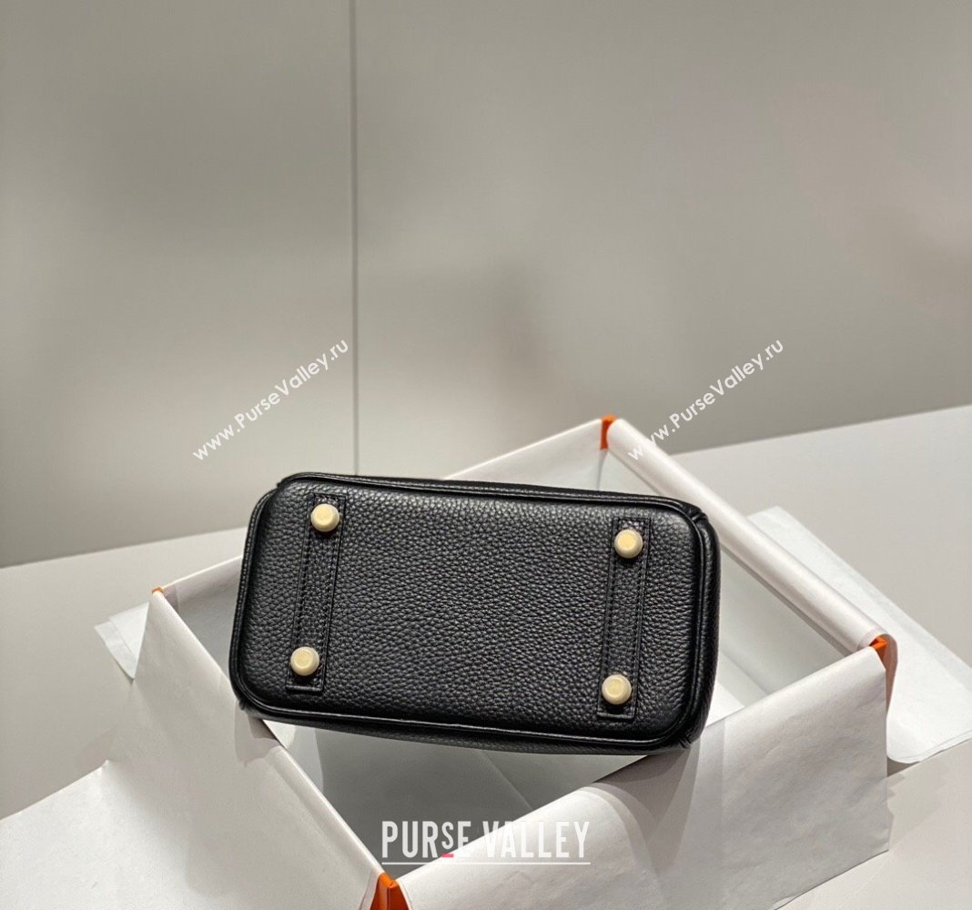 Hermes Mini Birkin 20cm bag with Shoulder Strap in Togo Leather Black/Gold 2024 (FLB-240925028)