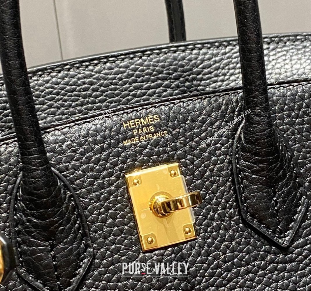 Hermes Mini Birkin 20cm bag with Shoulder Strap in Togo Leather Black/Gold 2024 (FLB-240925028)