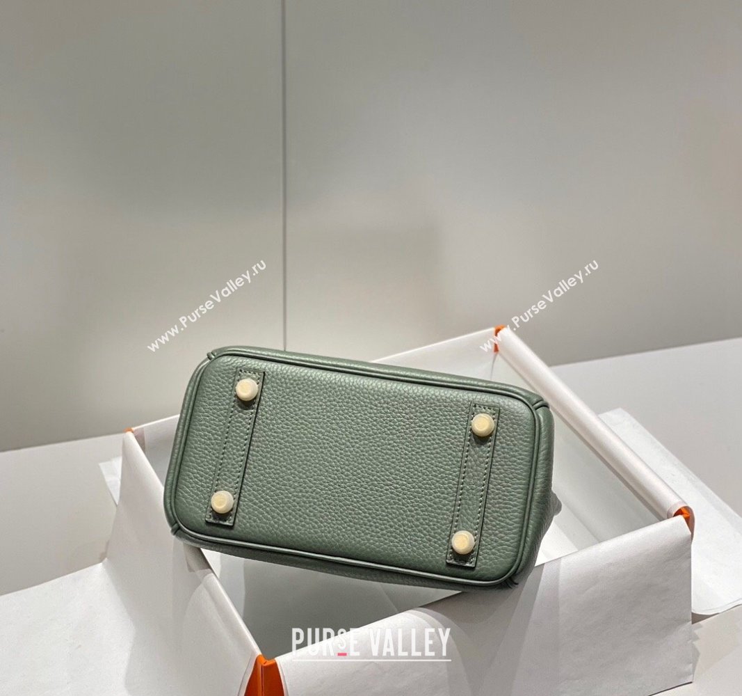 Hermes Mini Birkin 20cm bag with Shoulder Strap in Togo Leather Amande Green/Gold 2024 (FLB-240925029)