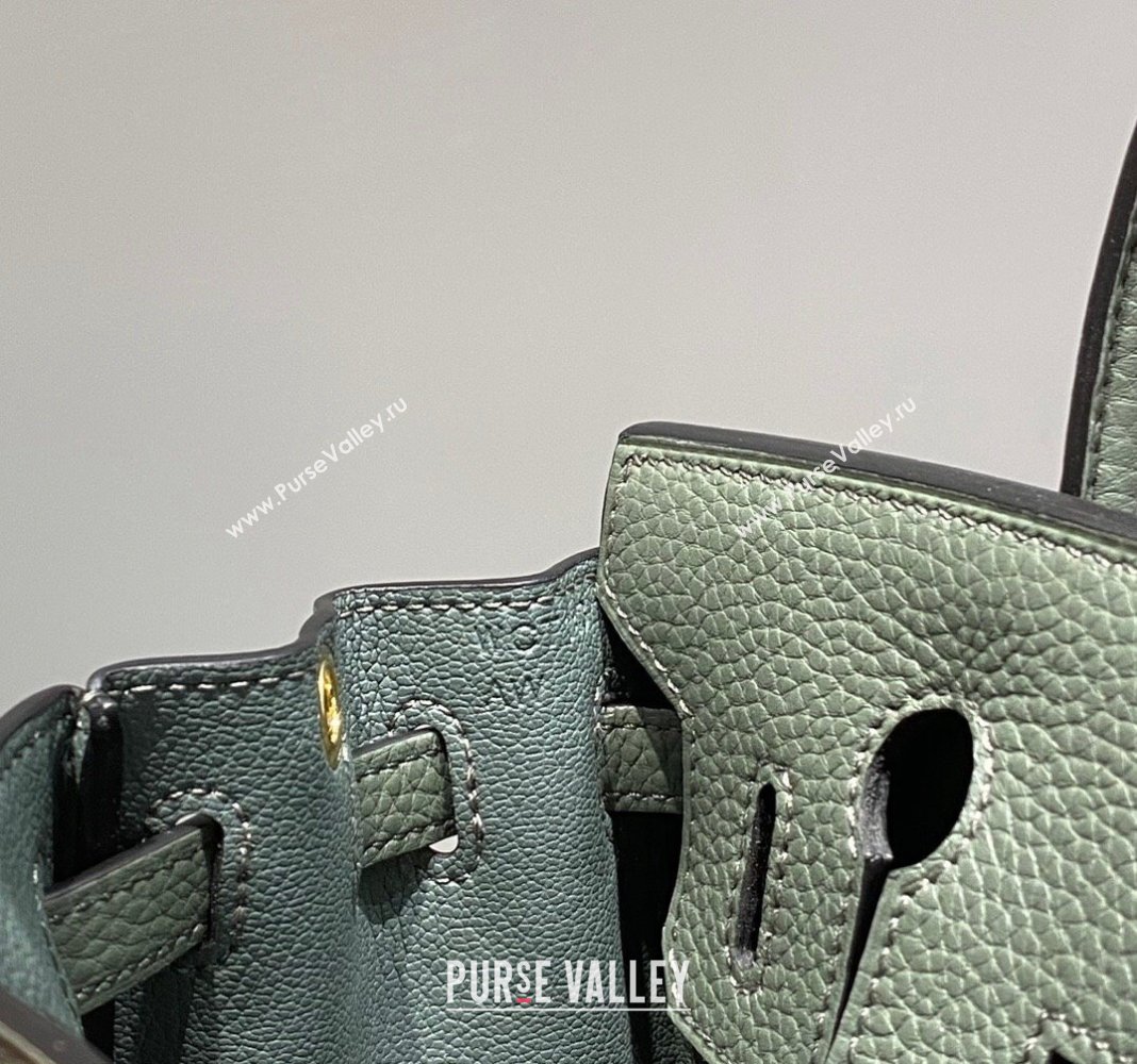 Hermes Mini Birkin 20cm bag with Shoulder Strap in Togo Leather Amande Green/Gold 2024 (FLB-240925029)