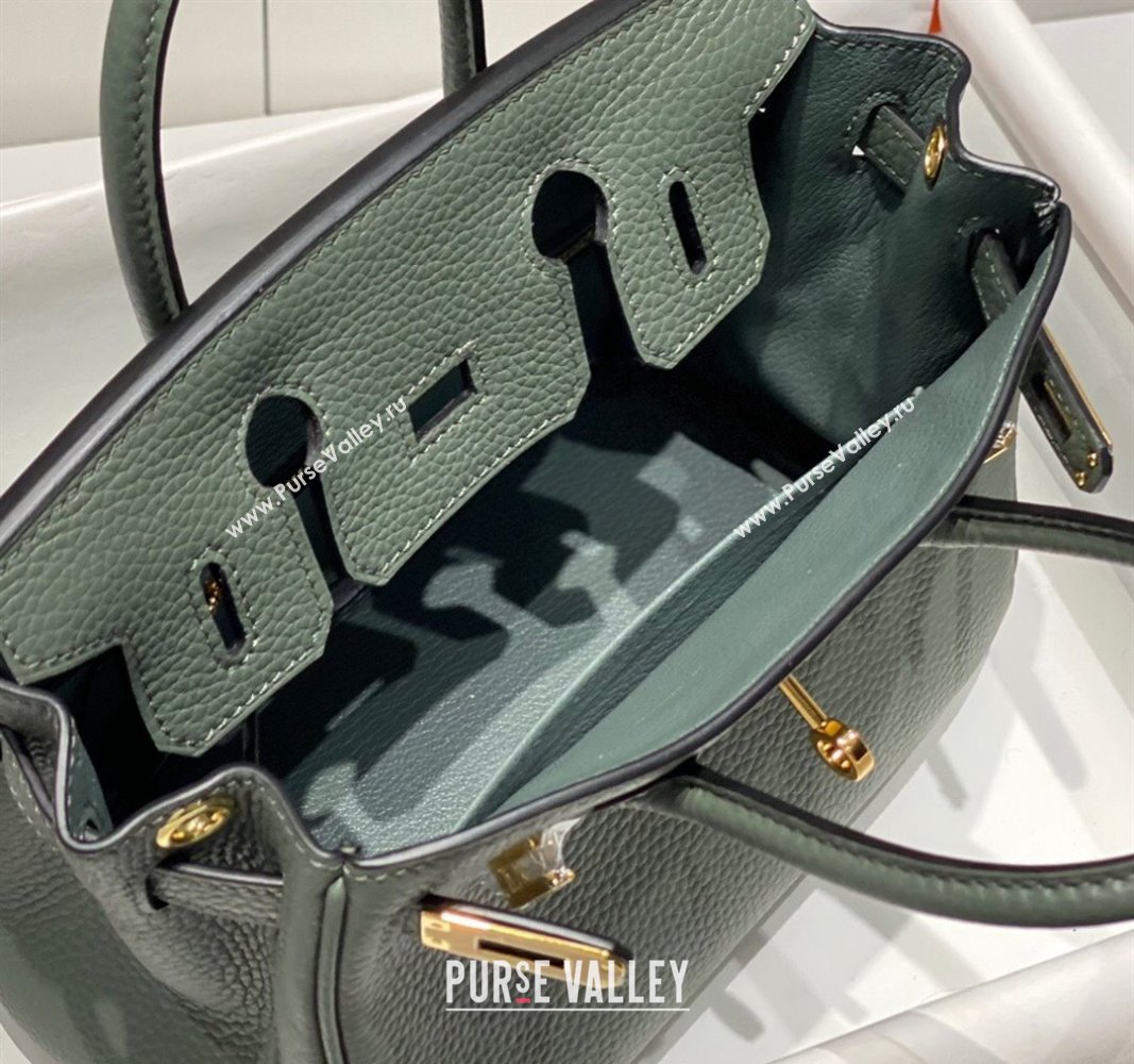 Hermes Mini Birkin 20cm bag with Shoulder Strap in Togo Leather Amande Green/Gold 2024 (FLB-240925029)